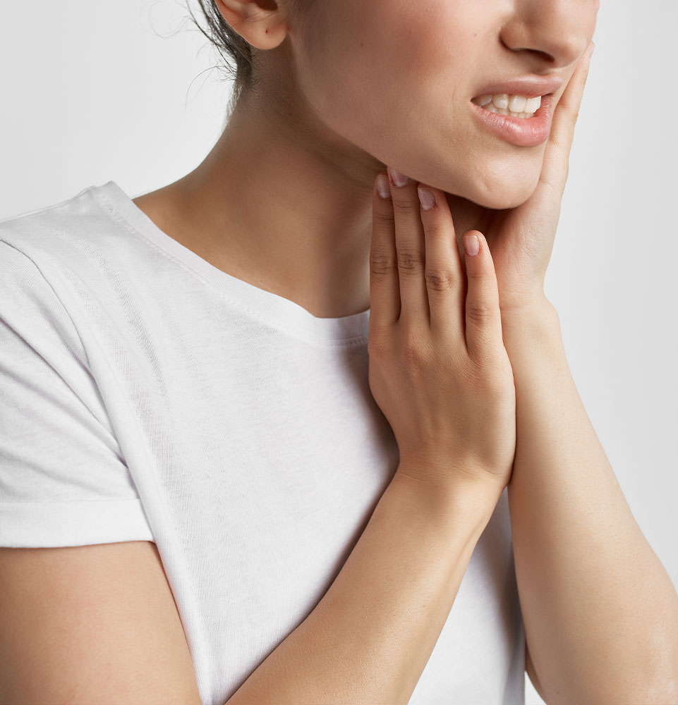 person experiencing mouth pain