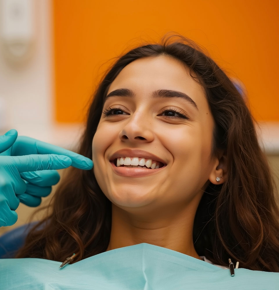 patient smiling brightly and prep and ready for their dental procedure