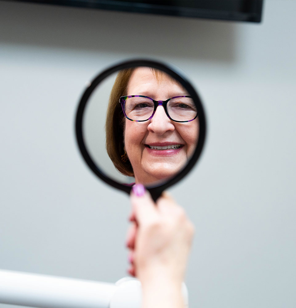 close up of dental patient smiling brightly