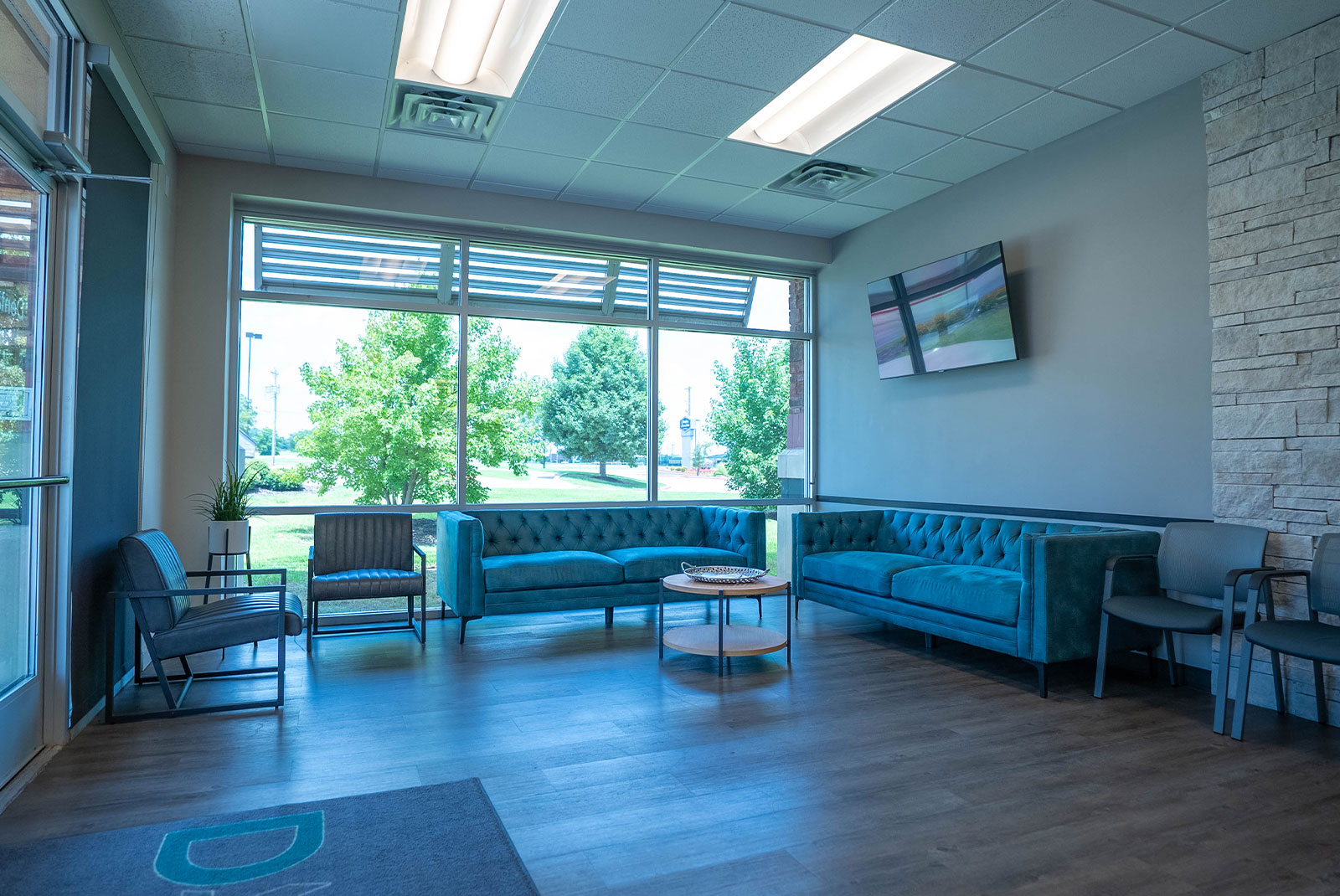 lobby of the dental practice on a sunny day