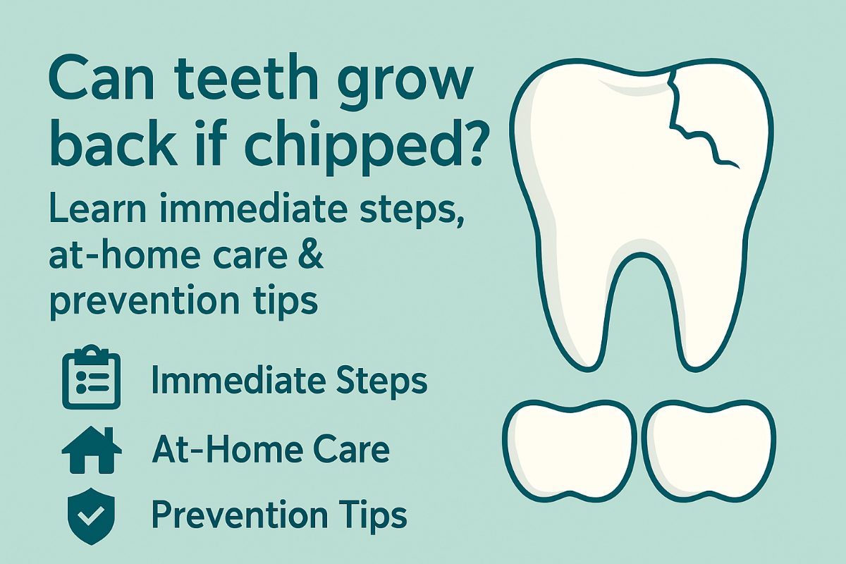 A first-person perspective image of a concerned individual examining their chipped tooth in a mirror, looking for signs of nerve exposure or bleeding. Focus on the chipped area of the tooth.