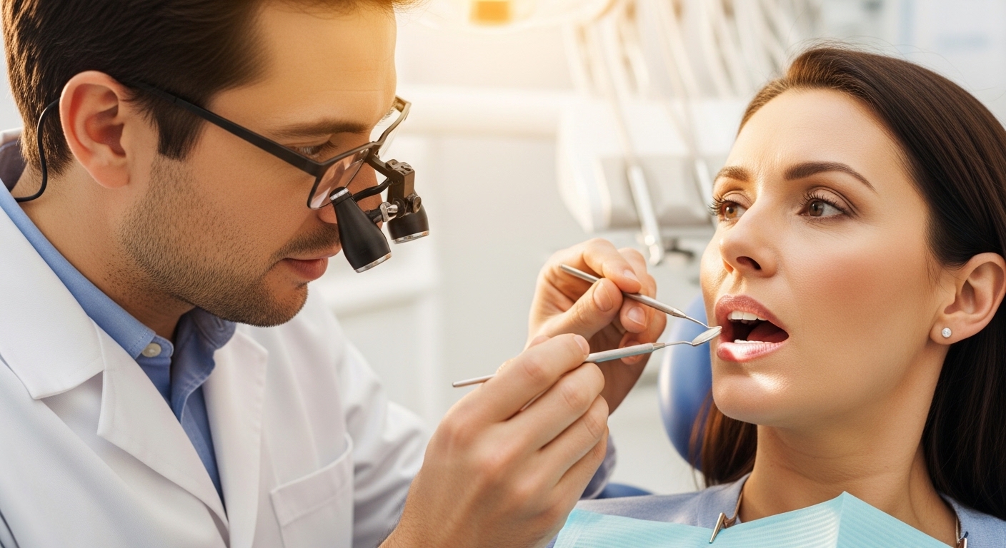 Dentist consulting with a patient in a modern dental office